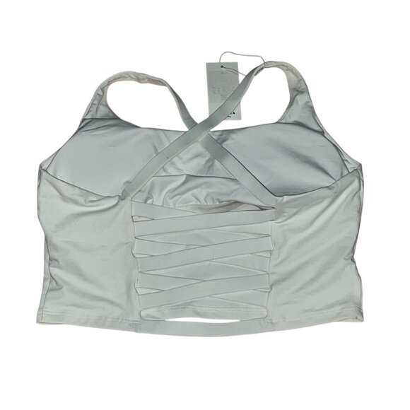 Halara NWT Crisscross Backless Cropped Yoga Plus Size Tank Top Sz 2XL Womens Whi - Picture 5 of 8